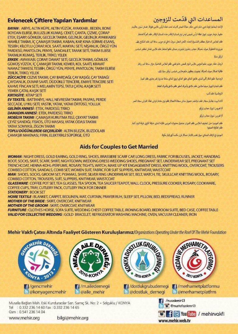 DEĞERLİ BAĞIŞÇILARIMIZ; AYNİ VE NAKDİ DESTEKLERİNİZİ BEKLİYORUZ..! 