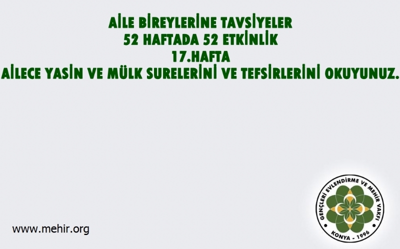 AİLE BİREYLERİNE TAVSİYELER..! 
