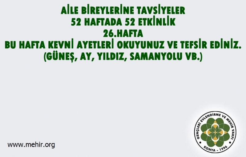 AİLE BİREYLERİNE TAVSİYELER..! 