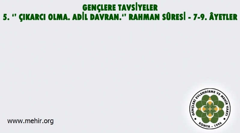 GENÇLERE TAVSİYELER..! 