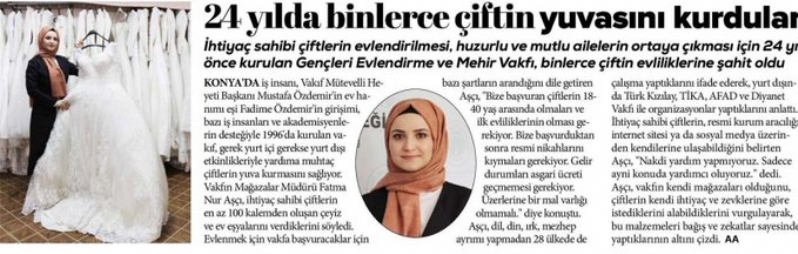 VAKIF MAĞAZALAR MÜD. FATMA NUR AŞCI HANIMIN ANADOLU AJANSINA RÖPORTAJI... 