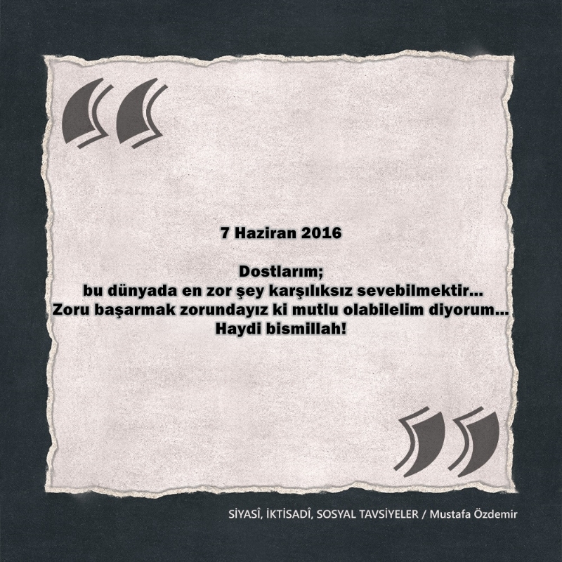 SİYASî, İKTİSADî VE SOSYAL TAVSİYELER...