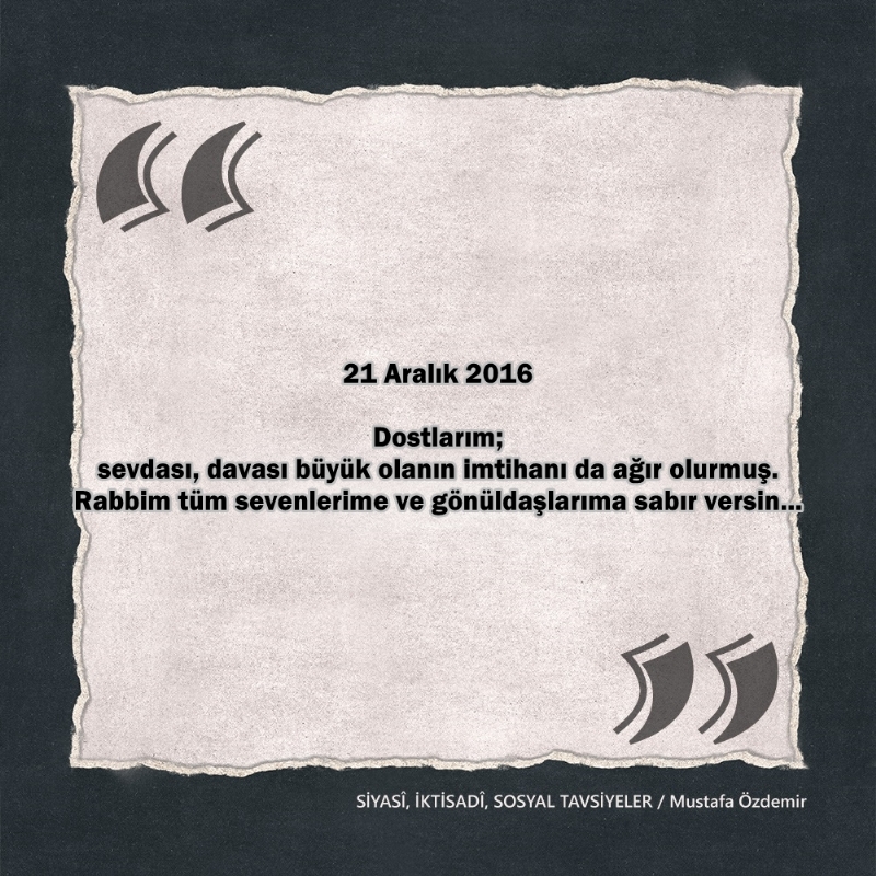SİYASî, İKTİSADî VE SOSYAL TAVSİYELER...