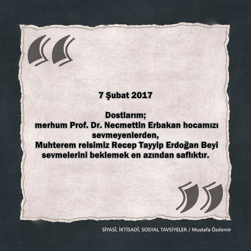 SİYASî, İKTİSADî VE SOSYAL TAVSİYELER...