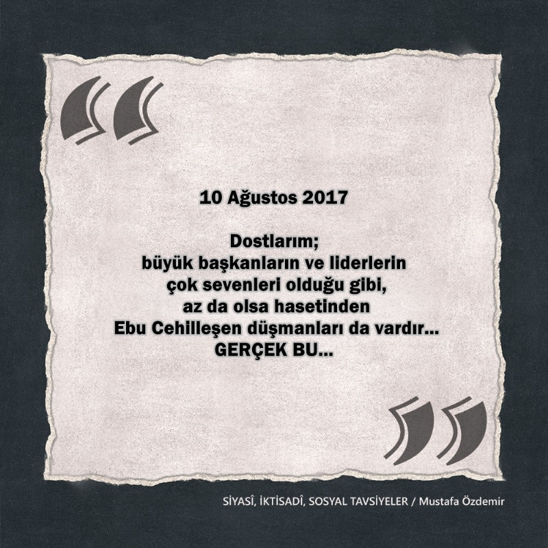 SİYASî, İKTİSADî VE SOSYAL TAVSİYELER...