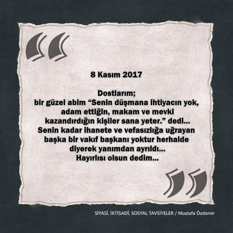 SİYASî, İKTİSADî VE SOSYAL TAVSİYELER...