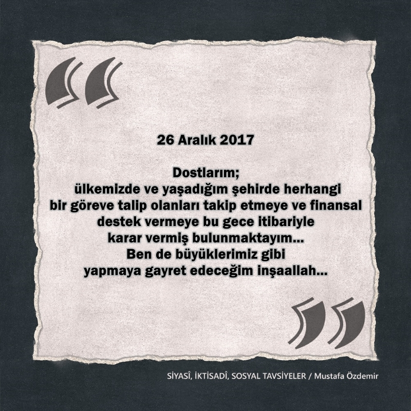 SİYASî, İKTİSADî VE SOSYAL TAVSİYELER...