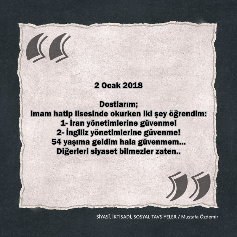 SİYASî, İKTİSADî VE SOSYAL TAVSİYELER...