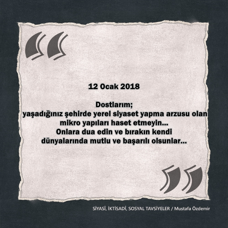 SİYASî, İKTİSADî VE SOSYAL TAVSİYELER...
