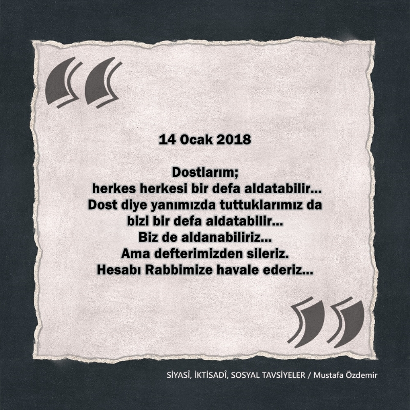 SİYASî, İKTİSADî VE SOSYAL TAVSİYELER...