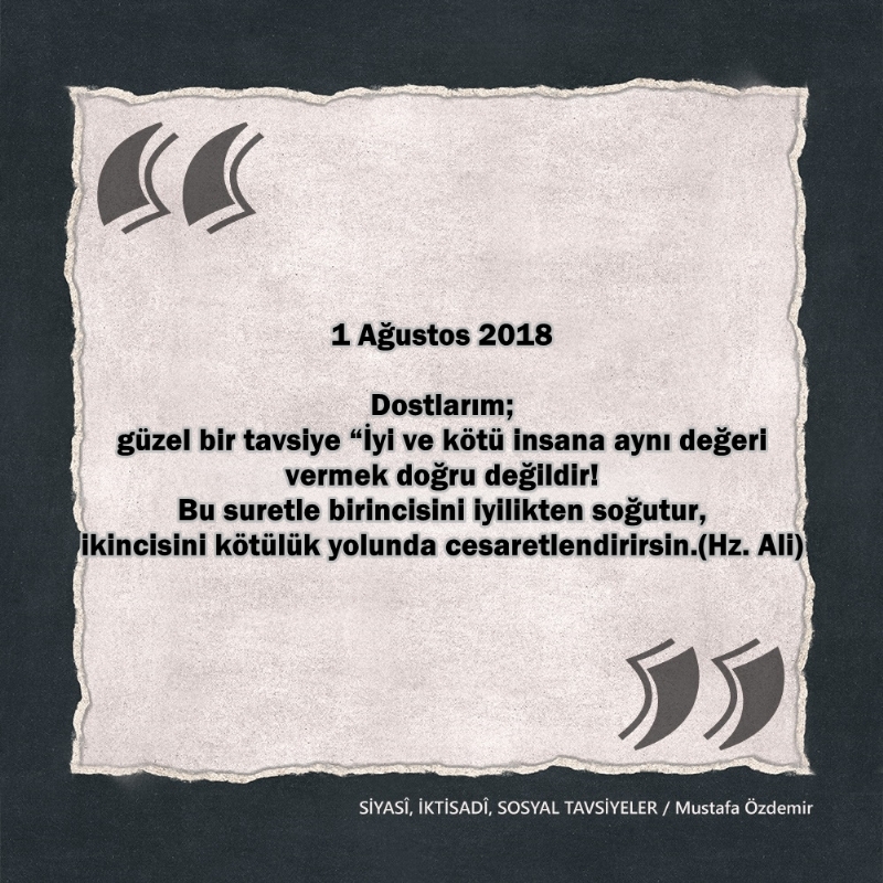 SİYASî, İKTİSADî VE SOSYAL TAVSİYELER...