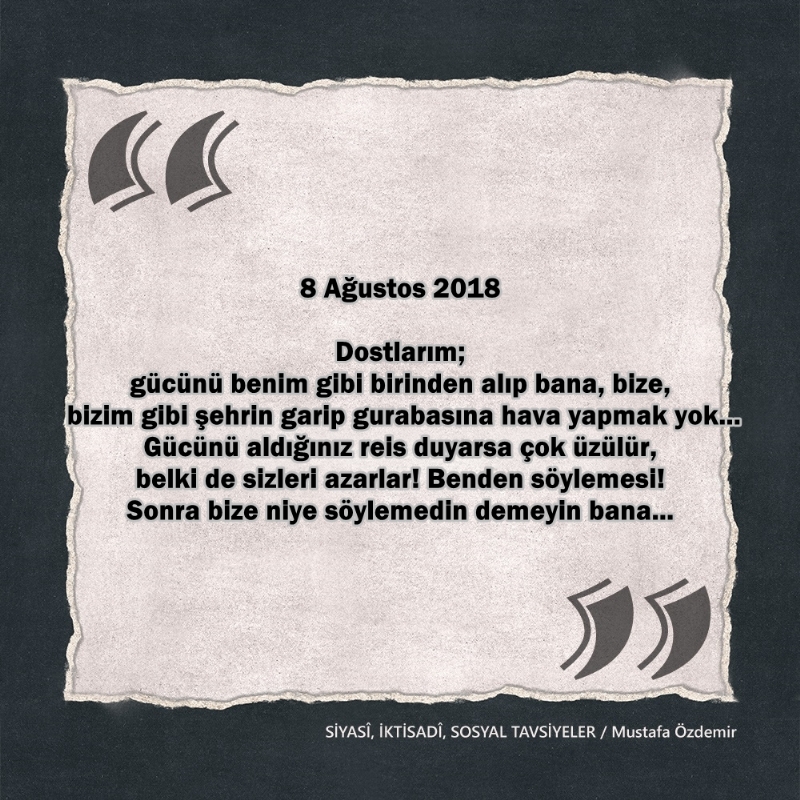 SİYASî, İKTİSADî VE SOSYAL TAVSİYELER...