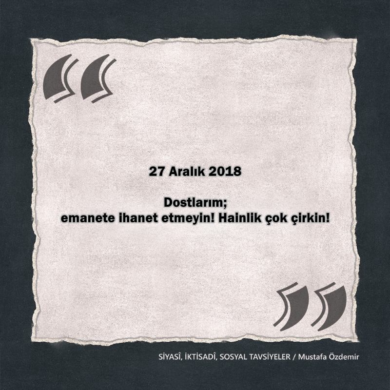 SİYASî, İKTİSADî VE SOSYAL TAVSİYELER...