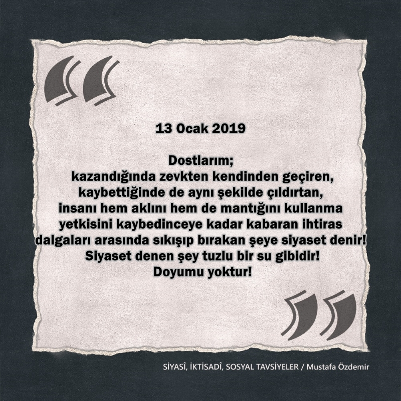 SİYASî, İKTİSADî VE SOSYAL TAVSİYELER...