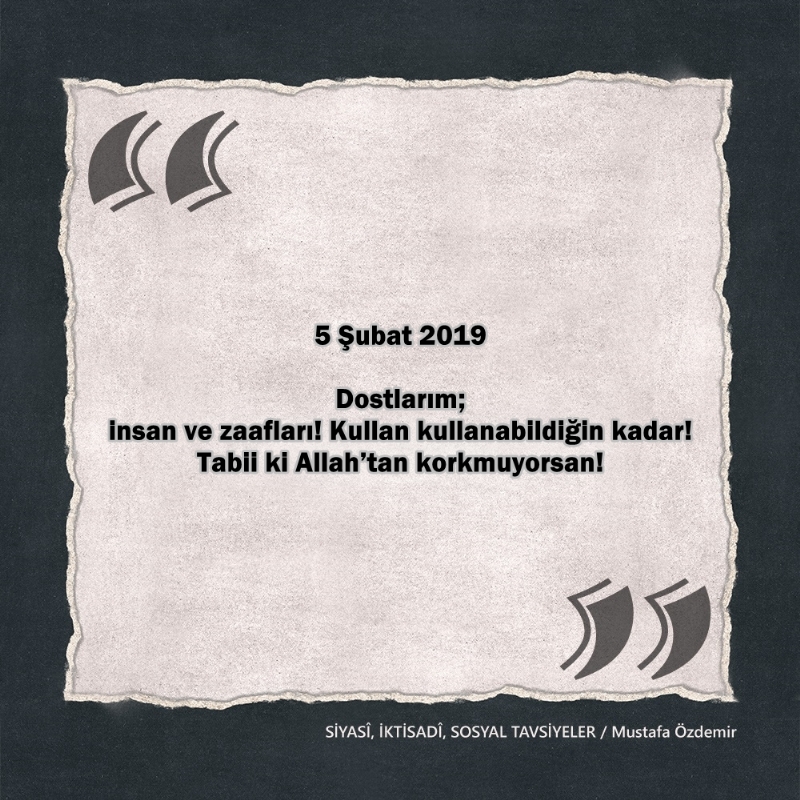 SİYASî, İKTİSADî VE SOSYAL TAVSİYELER...