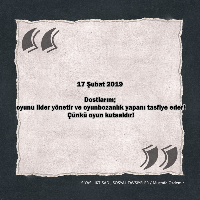 SİYASî, İKTİSADî VE SOSYAL TAVSİYELER...