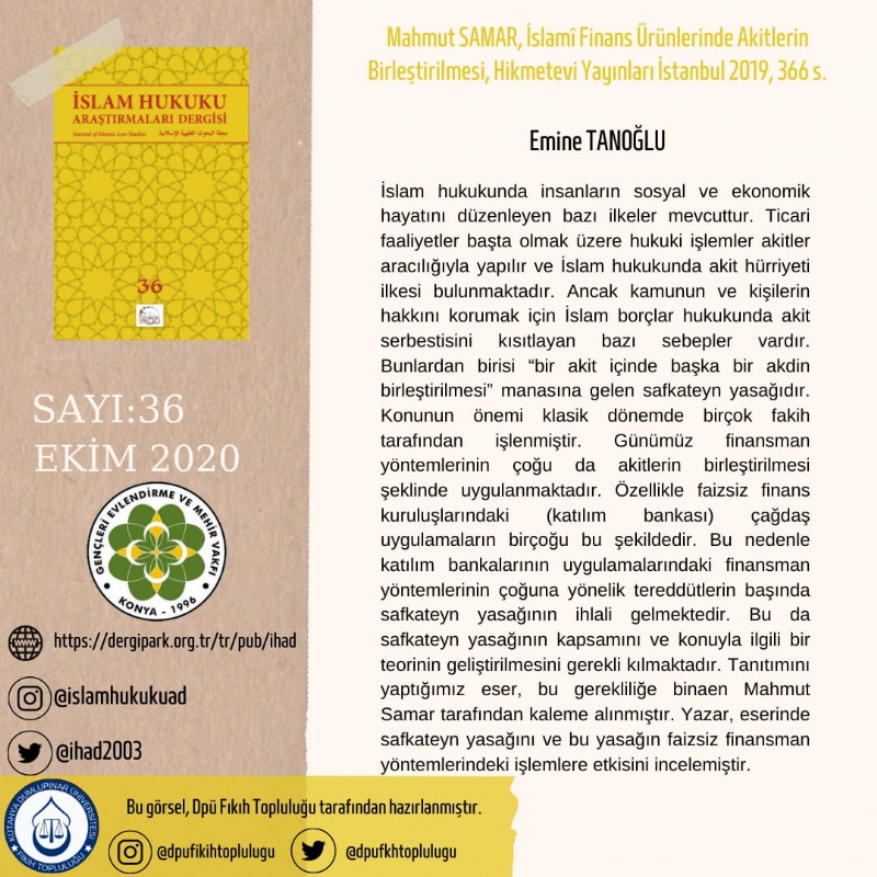 İSLAM HUKUKU ARAŞTIRMALARI DERGİSİ 36. SAYIDAN KESİTLER... 