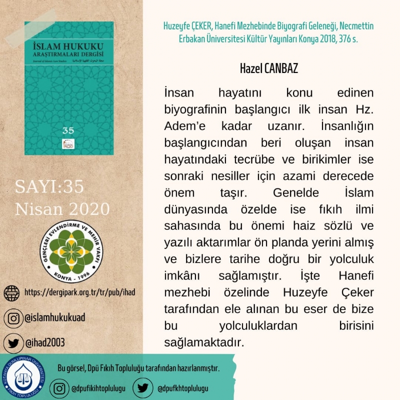 İSLAM HUKUKU ARAŞTIRMALARI DERGİSİ 35. SAYIDAN KESİTLER... 