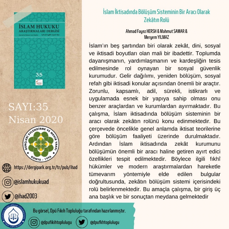 İSLAM HUKUKU ARAŞTIRMALARI DERGİSİ 35. SAYIDAN KESİTLER... 