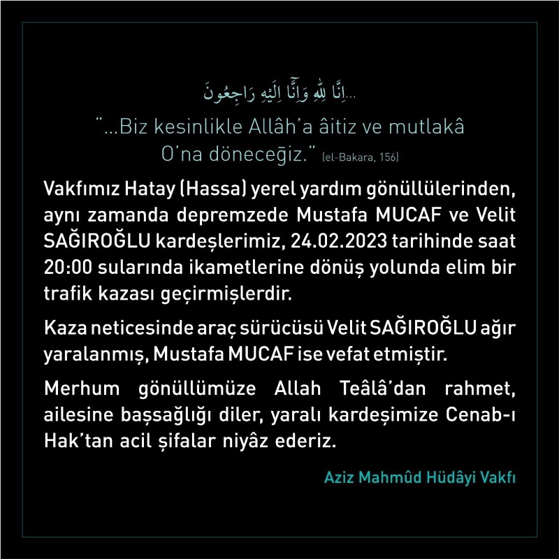 VEFAT VE BAŞSAĞLIĞI... 