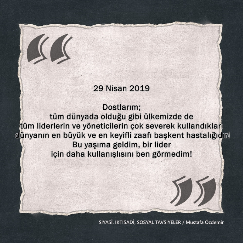 SİYASî, İKTİSADî VE SOSYAL TAVSİYELER...