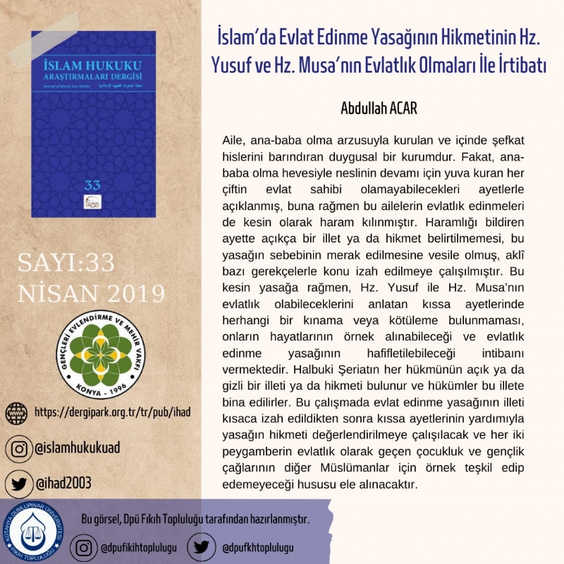 İSLAM HUKUKU ARAŞTIRMALARI DERGİSİ 33. SAYIDAN KESİTLER... 