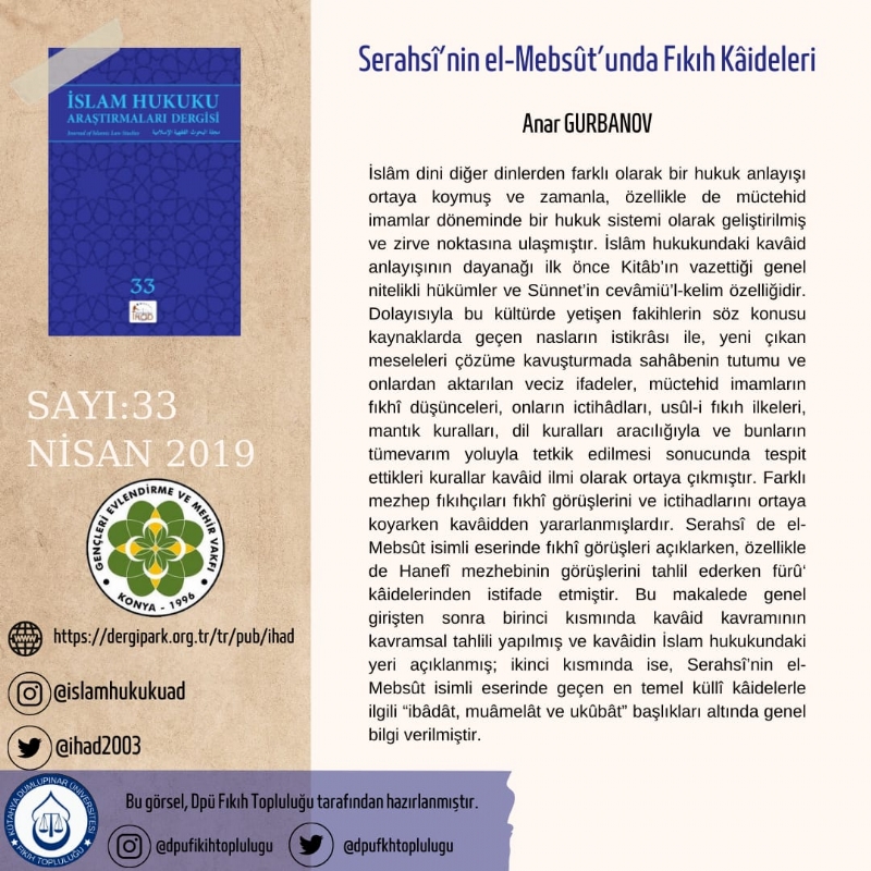 İSLAM HUKUKU ARAŞTIRMALARI DERGİSİ 33. SAYIDAN KESİTLER... 