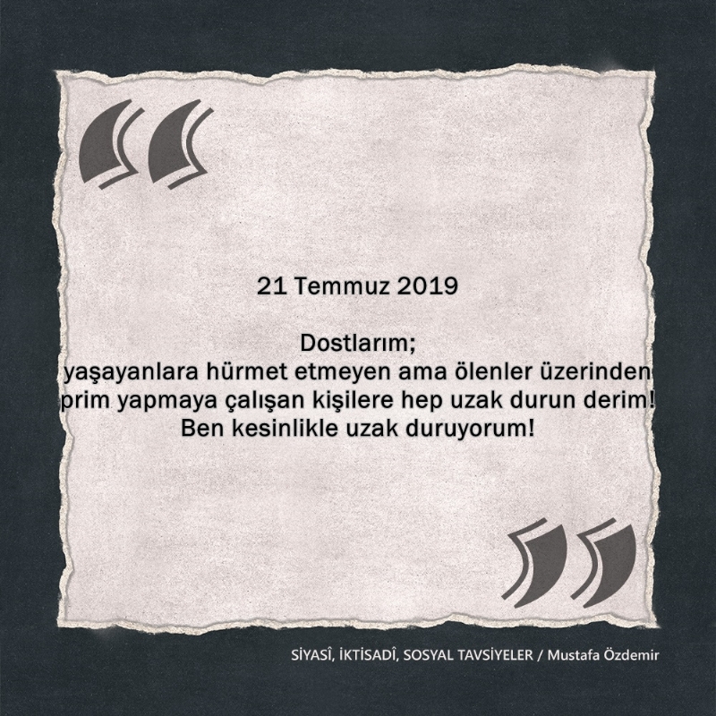 SİYASî, İKTİSADî VE SOSYAL TAVSİYELER...