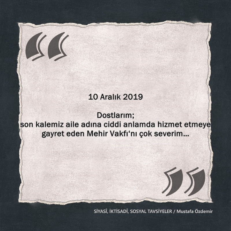 SİYASî, İKTİSADî VE SOSYAL TAVSİYELER...