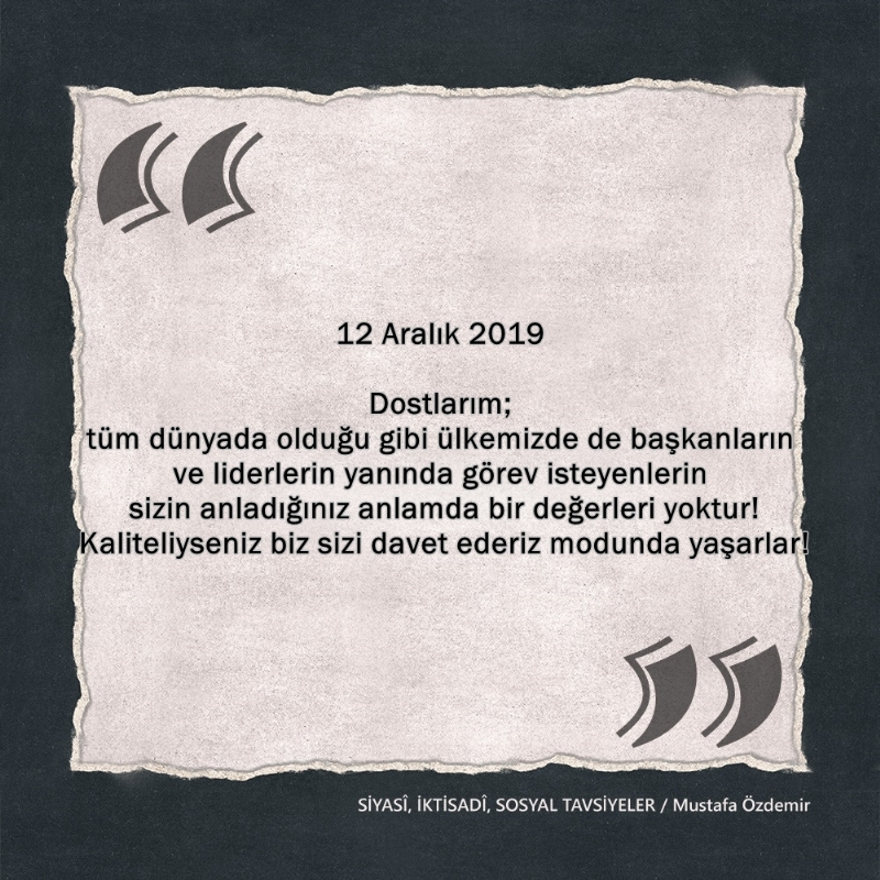 SİYASî, İKTİSADî VE SOSYAL TAVSİYELER...
