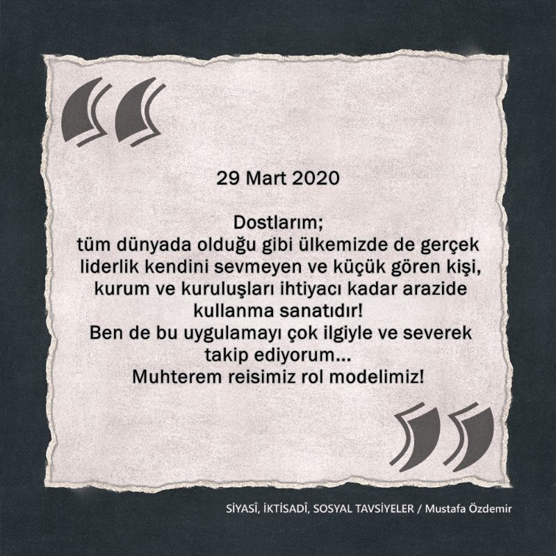 SİYASî, İKTİSADî VE SOSYAL TAVSİYELER...