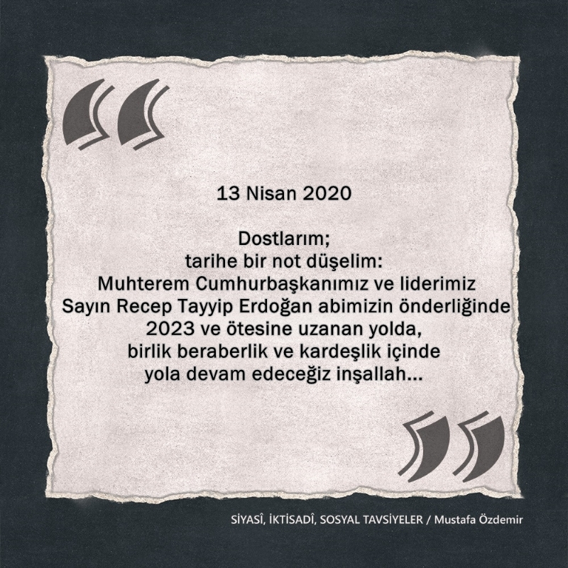 SİYASî, İKTİSADî VE SOSYAL TAVSİYELER...