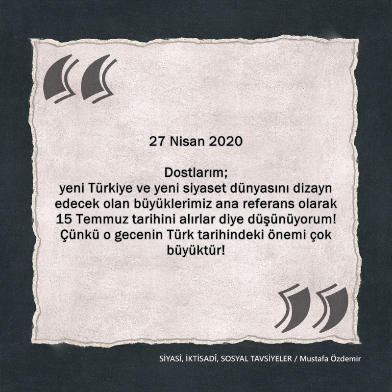 SİYASî, İKTİSADî VE SOSYAL TAVSİYELER...