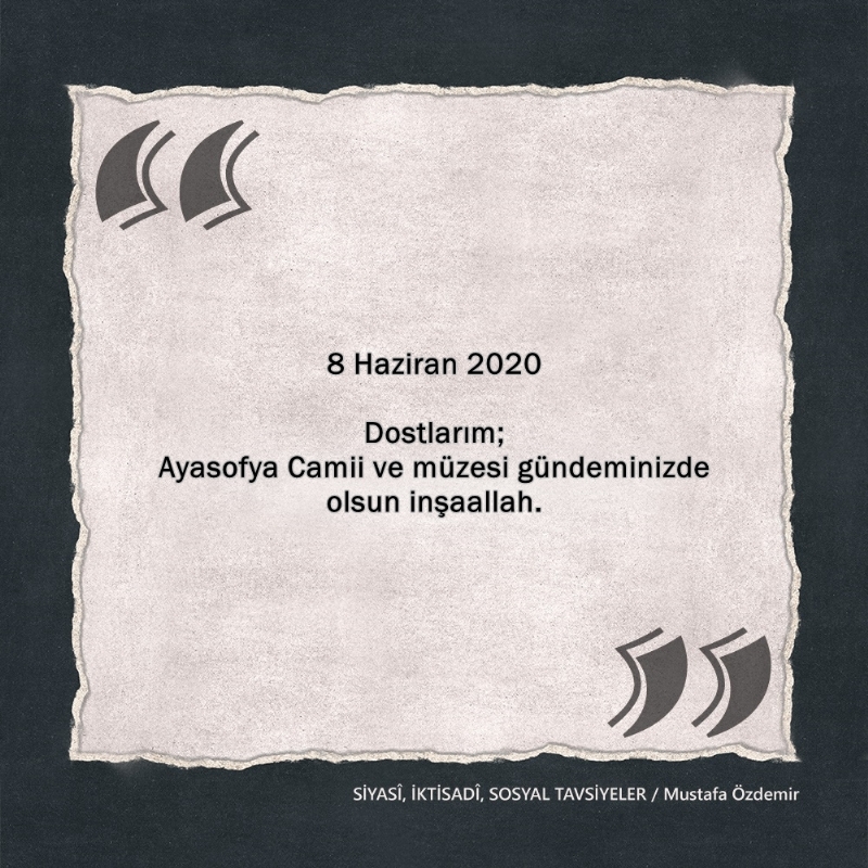 SİYASî, İKTİSADî VE SOSYAL TAVSİYELER...