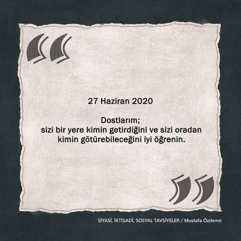 SİYASî, İKTİSADî VE SOSYAL TAVSİYELER...
