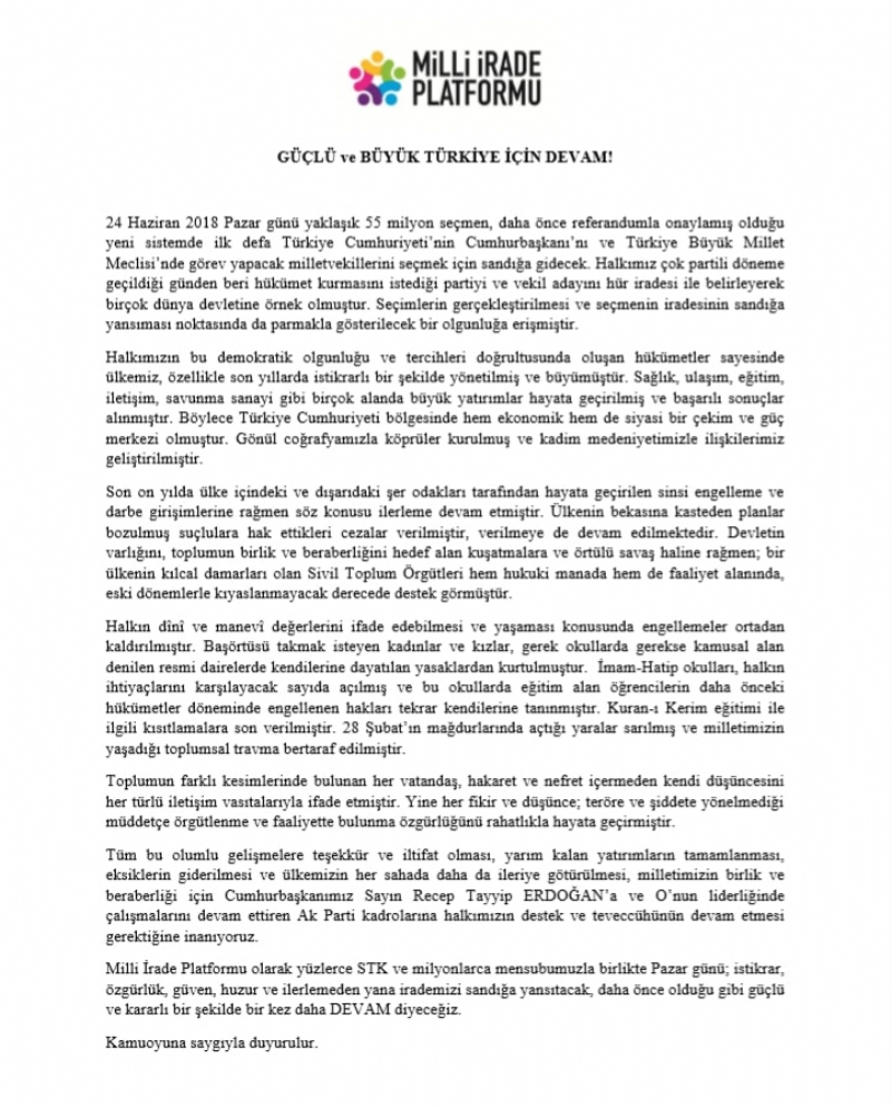 GÜÇLÜ VE BÜYÜK TÜRKİYE İÇİN DEVAM DİYORUZ..! 