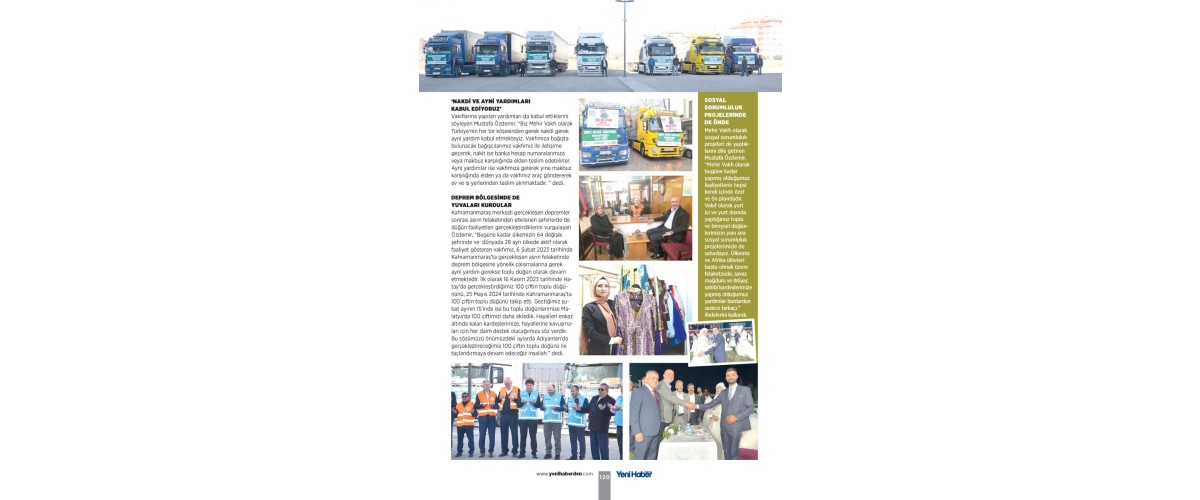MÜTEVELLİ HEYET BAŞKANIMIZDAN RÖPORTAJ..