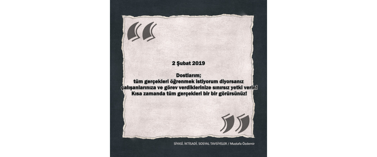 SİYASî, İKTİSADî VE SOSYAL TAVSİYELER...