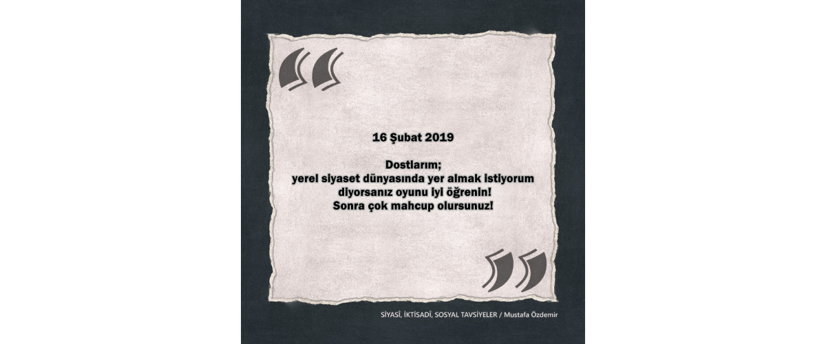 SİYASî, İKTİSADî VE SOSYAL TAVSİYELER...