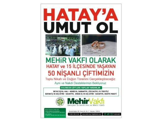 AYNİ VE NAKDİ DESTEKLERİNİZİ BEKLİYORUZ..